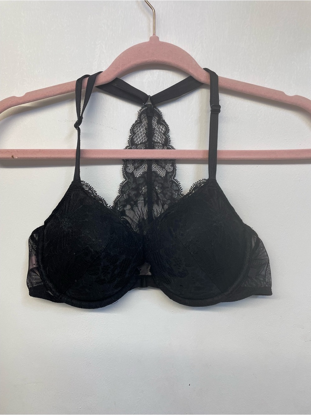 Victoria's Secret Black Lace Racerback Underwire Bra